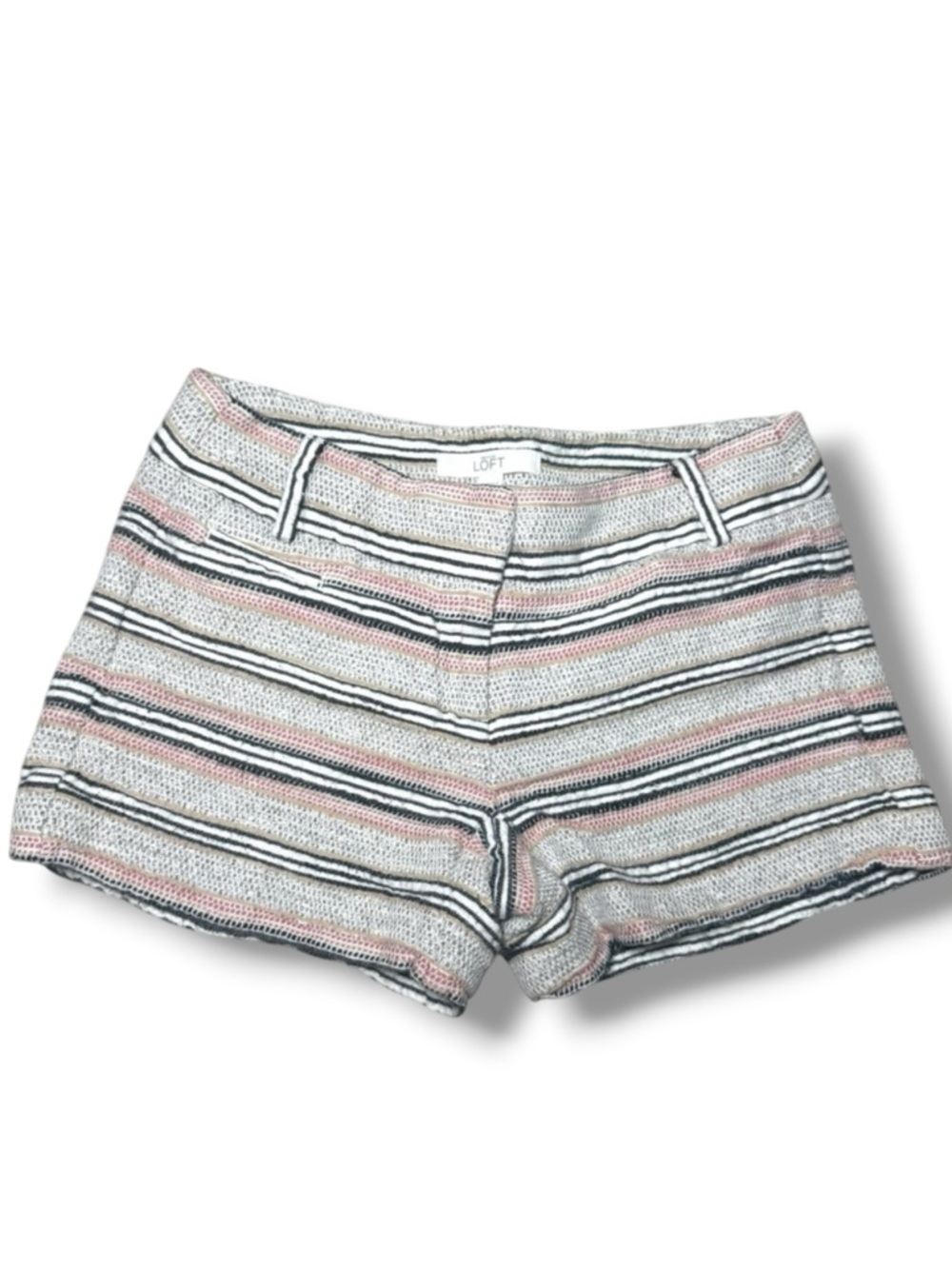 LOFT Pink and Black Bermuda Shorts with Chic Stripes